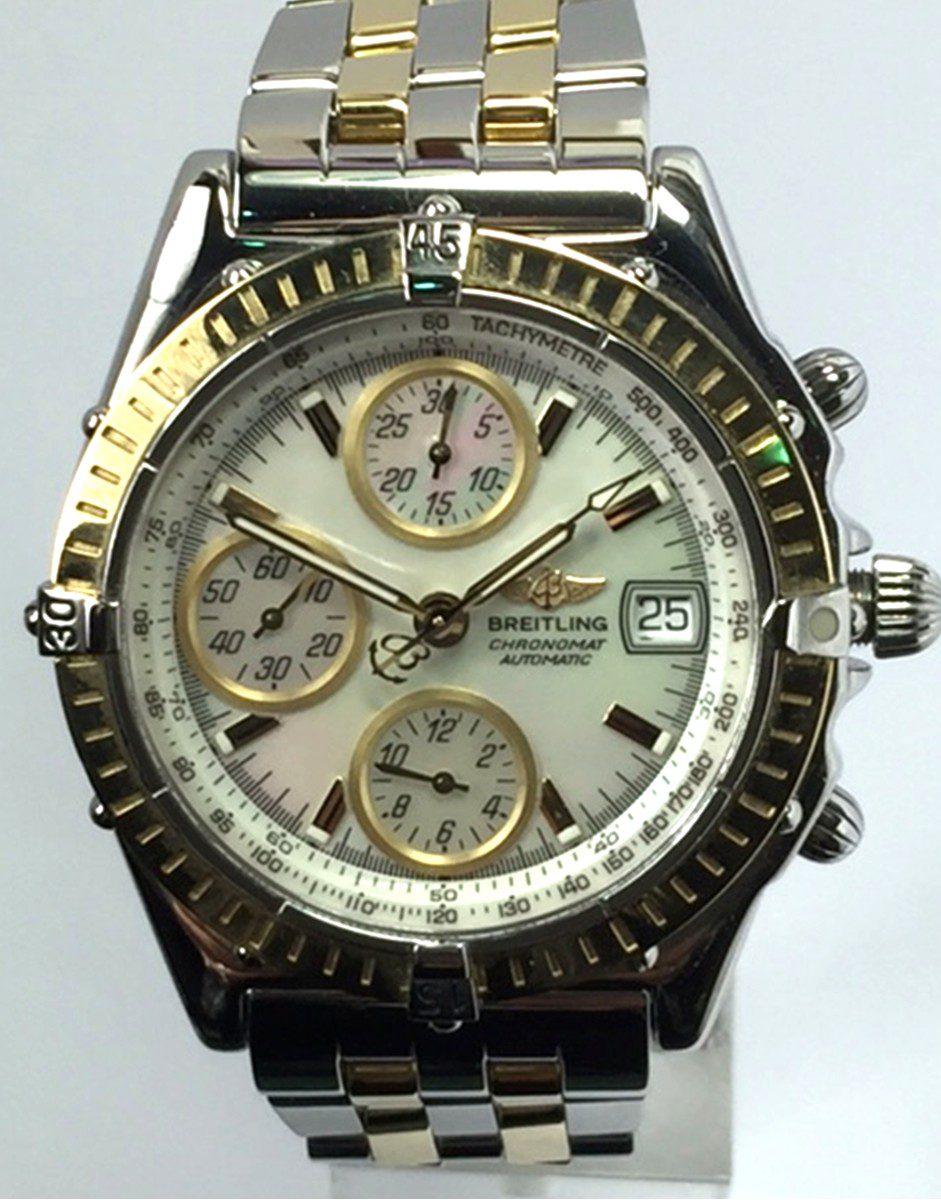 Breitling Two-Tone Chronomat with Mother-of-Pearl Dial with 18kt Bezel Ref: D13350